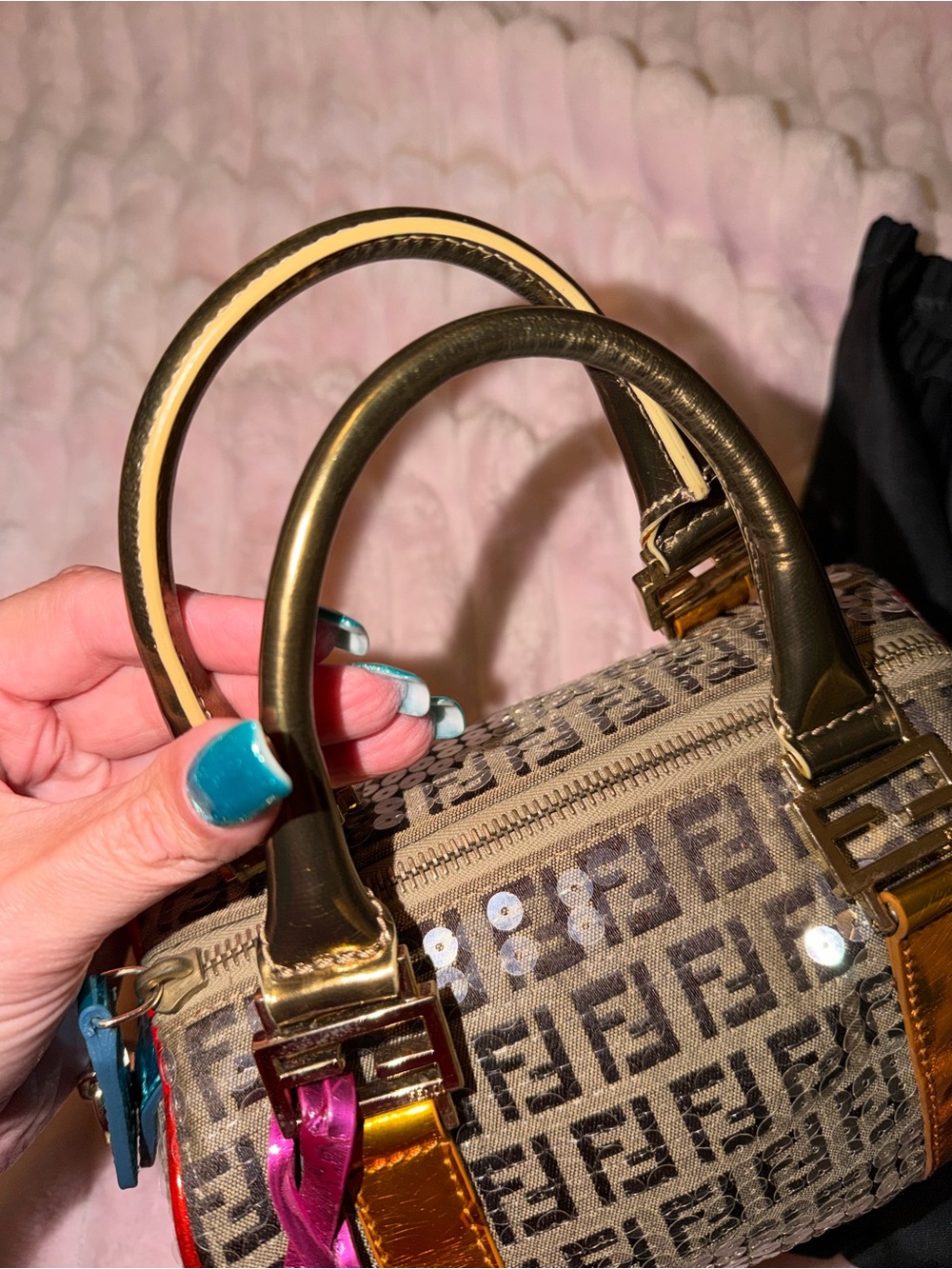 Zucchino Sequin-Embellished Bauletto Boston Bag - Picture 6 of 13